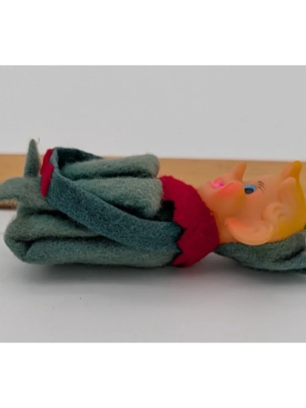 Vintage Japan Pixie Elf Knee Hugger Felt Ornament Christmas MCM 4.5